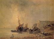 Richard Parkes Bonington Boats on the Shore of Normandy oil painting picture wholesale